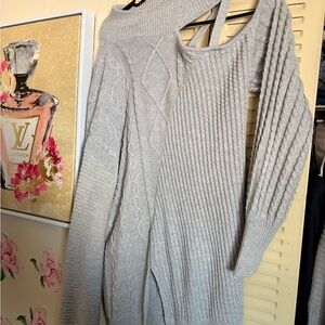 Fashion Nova Light Gray Off-the-Shoulder Sweater